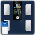 GE Scale for Body Weight Smart: Digital Bathroom Body Fat Scales for BMI Muscle Bluetooth Body Monitor 11.8" Large Platform Accurate Weighing Machine Health with App 500lbs