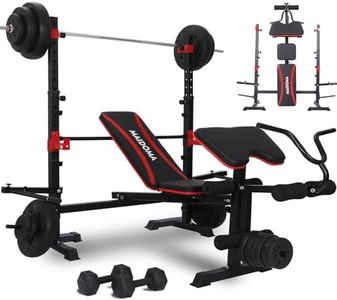 MAIDOMA Olympic Weight Bench Set with Leg Extension/Curl and Preacher Curl, Bench Press Set and Squat Rack, Foldable Workout Benches for Home, 900LBS, 6 IN 1 Design(US Stock）