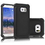 Tekcoo Galaxy S6 Case, (TM) [Tmajor Series] [Black/Black] Shock Absorbing Hybrid Rubber Plastic Impact Defender Rugged Slim Hard Case Cover Shell For Samsung Galaxy S6 S VI G9200 GS6 All Carriers