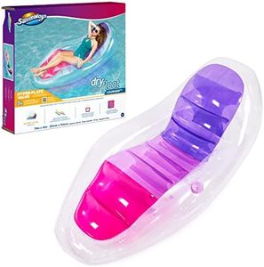 Swimways Dry Float Lounger Pool Float, Translucent Inflatable Recliner Chair for Adults with Fast Inflation, Foot Rest & Cup Holder