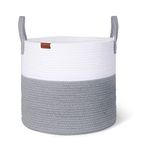 Wintao Storage Baskets, Woven Baby Washing Basket Cotton Rope Laundry Basket Toy Storage Grey Small 38 x 36 cm