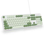 SbocKeeb Retro Punk Keyboard,Full Size Typewriter Keyboard Floating Key Design, Wired USB, with Foldable Stands Compatible with PC/Mac/Laptop/Computer Keyboard(Matcha)