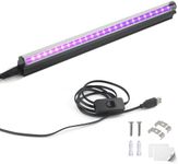 UV LED Black Light Bar: 10W 1ft USB Portable T5 Purple UV Black Light Lamp for Glow in The Dark for Body Paint, Bedroom Decor, Parties, Stain Detector, Halloween 1 Pack