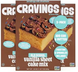 Cravings by Chrissy Teigen Vanilla Cake Mix & Vanilla Cupcake Mix - Includes Milk Chocolate Frosting & Sprinkles - Easy Yellow Cake & Cupcake Mix for Birthday Cake (Pack of 3)