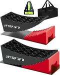 RV Leveling Blocks Ramp Kit, 2 Packs Camper Leveler System for Travel with Two Chocks, 2 Anti-Slip Mats, 1T Bubble Level and Carry Bag, Up to 35000 LBS, Easier & Faster to Level Camper-Red
