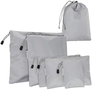 Navaris Lot 7X Sac de Rangement - 7X Pochette avec Cordon et Fermeture Éclair pour Vêtement Chaussette Affaires de Toilette - Voyage Sport Camping