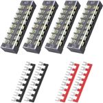 BlueStars 4 Packs 8 Positions Terminal Strip Blocks 600V 25A with Cover and 4 Packs 400V 25A 8 Positions Pre-Insulated Terminals Barrier Strip Used for Home Electrical Project