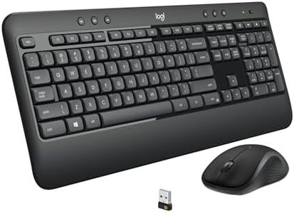 Logitech MK540 Advanced Wireless Keyboard and Mouse Combo for Windows, 2.4 GHz Unifying USB-Receiver, Multimedia Hotkeys, 3-Year Battery Life, for PC, Laptop