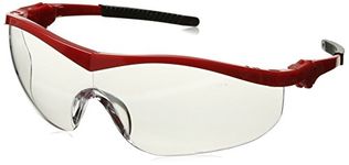 MCR Safety ST130 Storm Ratchet Bayonet Temple Single Lens Glasses Red Frame and Clear Lens, 1 Pair