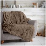 HUG & SNUG Sherpa Fleece Blanket Throws For Sofas Large Double Bed, Luxury Warm Fuzzy Faux Fur Fluffy Blanket For Bed Couch & Sofas Settee, 150 x 200 Cm, Mink