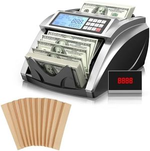 Money Counter Cash Counting Machine with Money Bands for Bill Wrappers Cash Organizer