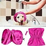 Paterr 2 Pcs Waterproof Dog Shower Cap Dogs Snood 11.81" Dog Bath Cap with Adjustable Strap Dog Ear Covers for Bath Dog Rain Hat for Washing Raining Swimming Ear Prevention, Purple