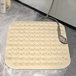 HOKIPO Shower Mat With Antiskid Suction Cups And Drain Holes (Beige, Polyvinyl Chloride, 48x48 cm)