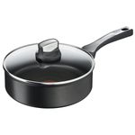 Tefal Unlimited On, Premium Cookware, 24 cm Saute Pan, UK’s Longest Lasting Non-stick, Frying Pan, Heat Indicator, Induction Hob Compatible, Dishwasher Safe, Aluminium, black, G25932AZ