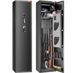 VEVOR 7-8 Rifles Gun Safe, Rifle Safe with Digital Keypad & Lock, Gun Storage Cabinet with Built-in Storage Locker, Removable Storage Shelf for Home Long Gun and Pistols