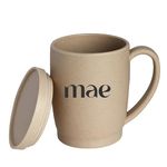 MAE Coffee Mug with Lid | 370 ML | Crafted from Used Bamboo Fibre | Eco Friendly & Sustainable Cup | Insulated | Microwave Safe | Travel Friendly | Spill Proof | Office | Home | Gift | 1 Piece