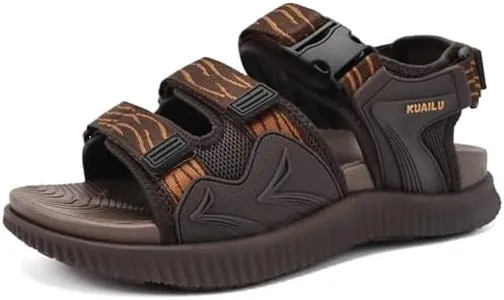 KuaiLu Mens Hiking Sandals with Arch Support Orthotic Walking Recovery Sandals for Plantar Fasciitis Open Toe Summer Athletic Sport Comfortable Cushion Breathable Outdoor Water Sandals Brown 9