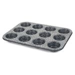 Salter BW070381EU7 Megastone 12 Cup Muffin Pan - Large Baking Tray, Cake Tin, Non-Stick Coating, PFOA-Free, Oven Safe, Long-Lasting Bakeware, Strong & Durable Carbon Steel