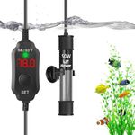 VCRAZE Super Compact 50W Fish Tank Heater, Submersible Aquarium Heater with LED Digital Display Thermostat, Adjustable Fish Heater for 5-10 Gallon Tanks