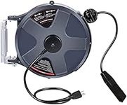 OKSTENCK Reel Automatic Retractable 50 FT Electric Drum Reel Tube Reel Wall or Ceiling Mount All Copper Wire Gray