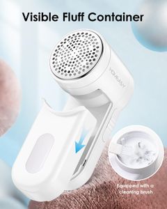 HOMEASY Portable Fabric Shaver – 2-Speed Lint Remover with 3 Blades, White