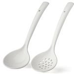 Ceramics Ladle Spoon Set of 2 Large Soup Ladle with Skimmer Slotted Spoons Kitchen Ladles Hot Pot Strainer Spoons for Cooking Serving Stirring (Style 3#)