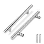 Flexzion T Bar Handle Pull Knobs 7" (25 Pack) Hardware Set Stainless Steel Kitchen Door Cabinet Drawer Furniture Appliance Euro Style with Mounting Screws