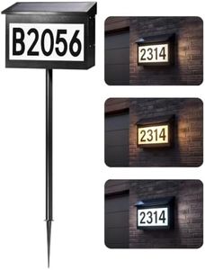 YIPLED All Aluminum Alloy Solar House Numbers for Outside, 11.8 Inch Large Size Digital Signage for Aluminum Alloy Address Sign Lights, 3 Light Modes for Outdoor House Identification & DIY Installation