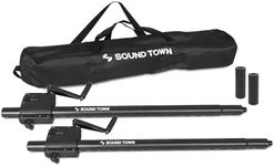 Sound Town 2 Pack Speaker Subwoofer Pole with Crank up Height Adjustment, Adapter for 35mm & M20 Threaded Mount, Carry Bag, Black (STSDA-56CU-PAIR)