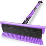 HEEYA 51 Inch Truck Snow Brush and Ice Scraper with Long Handle, Heavy Duty Snow Broom with Foam Grip for Pushing Heavy Snow for SUV Car Automobile Vehicle Windshield Window - Purple