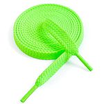 VSUDO 130 cm Double Layer Flat Neon Green Shoe Laces for Trainers, 8mm Neon Green Laces for Trainers, Green Trainers Laces, Sneakers Neon Green Shoe Laces for Women or Men (1Pair-Neon Green-130cm)