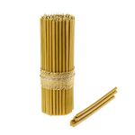 Danilovo 100% Pure Beeswax Taper Candles (Yellow) - Orthodox Church Candle Tapers for Prayer, Ritual, Christmas - No Soot, Dripless, Tall, Bendable, N30, Height 29,5 cm, Ø 8,5 mm (150 pcs - 2000 g)