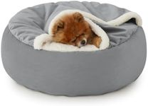 Lesure Small Dog Bed with Cover Cave - Covered Round Puppy Bed with Hooded Blanket, Machine Washable Burrow Pet Bed for Small Dogs and Cats, Cuddler Cozy Cave Dog Bed with Anti-Slip Bottom, Grey 23"