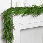 Watayo 2Pcs Christmas Norfolk Pine Garland- 6 ft Dense Real Touch Pine Garland Ornament- Realistic Artificial Pine Greenery Garlands for Christmas Holiday Mantle Fireplace Table Home Decor (2)