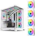 GOPIE White PC case, 4Pack PWM RGB 