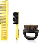 3 Pieces Barber Brush and Barber Comb Set, with Barber Blade Cleaning Brush Beard Brush Hair Cutting Comb, for Men Women Beauty Salons Home Use – Gold