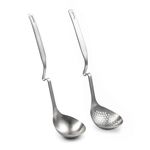 IMEEA Hot Pot Ladle Set Soup Ladle SUS304 Stainless Steel Slotted Spoon Gravy Ladle, 12-Inch