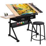 NOVA MICRODERMABRASION Adjustable Height Drafting Desk Drawing Table Tiltable Tabletop for Reading, Writing Art Craft w/Stool and Drawers