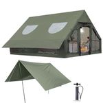 KIKILIVE Inflatable Camping Tent, 6-8 Person Inflatable Tent for Camping, Easy Setup Waterproof Glamping Tent with Skyscreen, PVC Transparent 2 Door and 3 Skylight, Pump, Stove Jack, Mosquito Screen