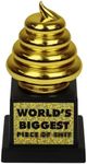 Funwares Humorous Desk-Sized Novelty Trophy for Recognition, Gag or Prank Gifts, Friendly Competitions, and Motivation! World's Greatest Piece of Shit Trophy, Funny Emoji Poop, by Island Dogs