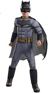 Rubies Disfraz Batman JL Movie Prmeium para niños y niñas, Jumpsuit con pecho musculoso, cubrebotas, capa y máscara, Oficial Warner Bros para Navidad, Carnaval, Halloween, Cumpleaños