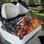 Tomeusey Flag Eagle Fire Print Golf Cart Seat Covers Universal Personalized 2 Seats Golf Cart Seat Blanket Summer Outdoor Sport Anti-hot Club Car Seat Towel,Golf Cart Essentials