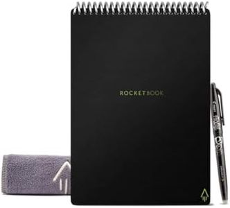Rocketbook Flip Wiedervervendbares Digitales Notizbuch - Letter A4 Schwarz - Elektronischer Notizblock Ringbuch mit Linien und Punktraster - inkl. Pilot FriXion Stift und Mikrofasertuch