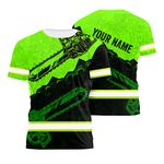 HiVis Custom Shirt Green Neon Chainsaw Logger Custom Name High Visibility Shirt for Men Reflective Shirt Hi Vis Shirt Safety Workwear for Canadian - 8 Sizes S to 5XL (L)