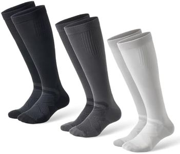 musesox Compression Socks for Women and Men,Knee High 15-20mmHg Graduated Support(3 Pairs) for Nurses,Travel,Black Dark Light Gray,Large