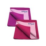 Bumtum Baby Dry Sheet Waterproof Soft Fleece Baby Bed Protector | Anti - Bacterial & Odour Free | Extra Absorbant, Reuseable & Washable (Grape + Hot Pink Combo, Large Size, 100 * 140cm, Pack of 2)