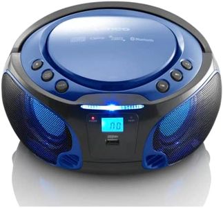 Lenco SCD-550 Party Boombox with Disco Lights / Portable Stereo with FM Radio, CD, Bluetooth and USB - Blue