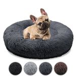 bluzelle Orthopedic Dog Bed for Medium Sized Dogs, 70 CM Donut Dog Bed Memory Foam Washable, Round Plush Dog Pillow Fluffy Calming Pet Mat, Soft Pad No-Skid Bottom, Color:Dark Grey