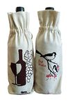 Arka Home Products Wine Bottle Gift Bags (Set Of 2) 100% Cotton Canvas Eco-Friendly, Off-White, Portable