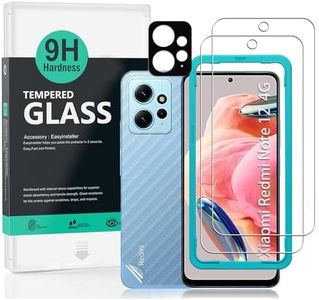 IBYWIND 2 Pcs Screen Protector For Redmi Note 12 4G 6.67"(Not For Redmi Note 12 5G/Note 12 Pro/Note 12 Pro+/Note 12S),9H Tempered Glass,With 1Pc Camera Lens Protector,1Pc Back Film,Anti-Scratch